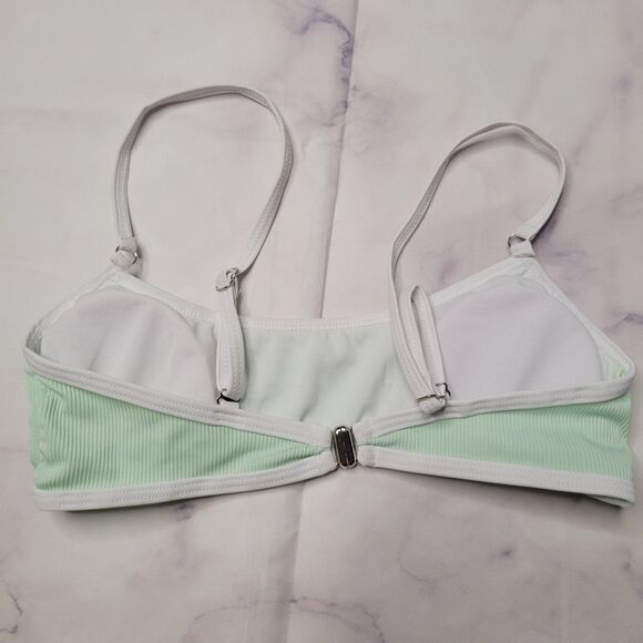 Shein Green White Stripe Bikini Top - Picture 2 of 3